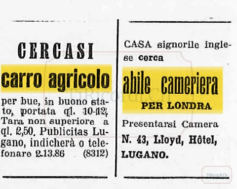 Annunci di lavoro: si cerca carro agricolo e cameriera per Londra, 1946