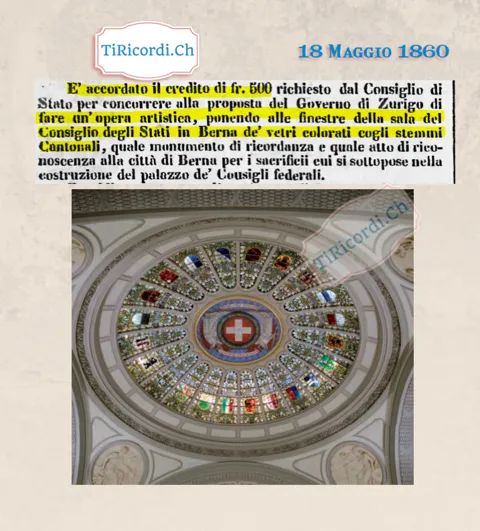 500 franchi dal Ticino per le vetrate di Palazzo federale, 1860